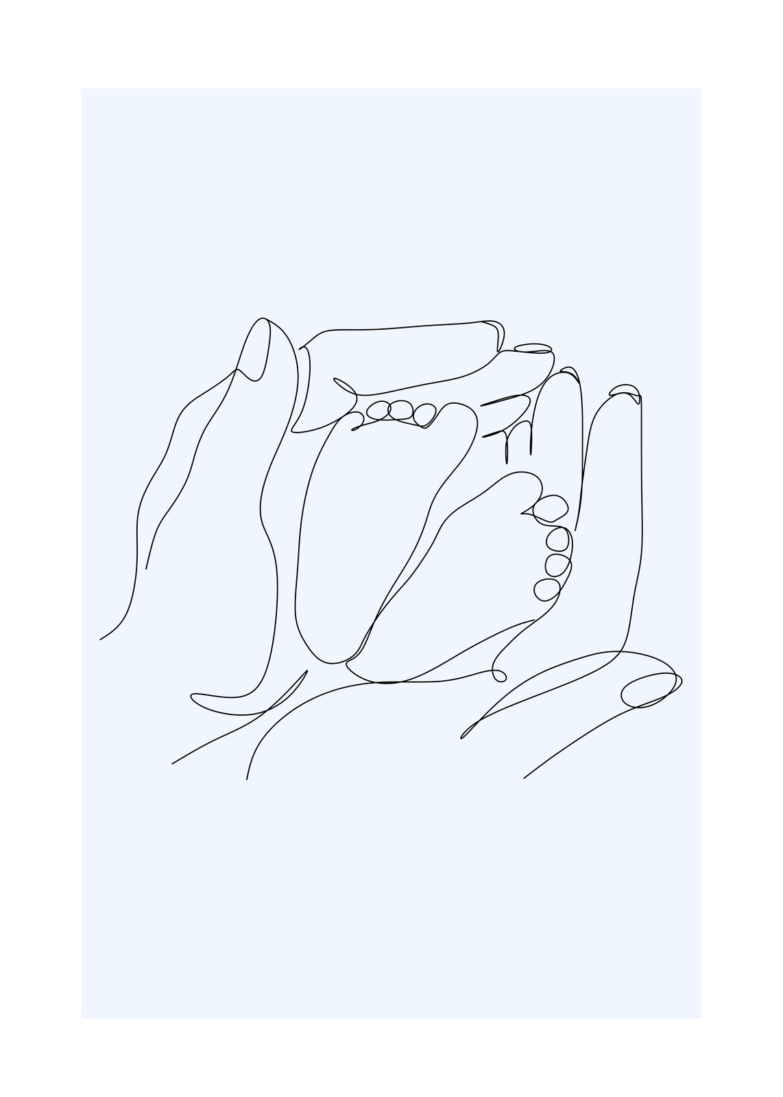 Baby Footprint Line Art Wall Art