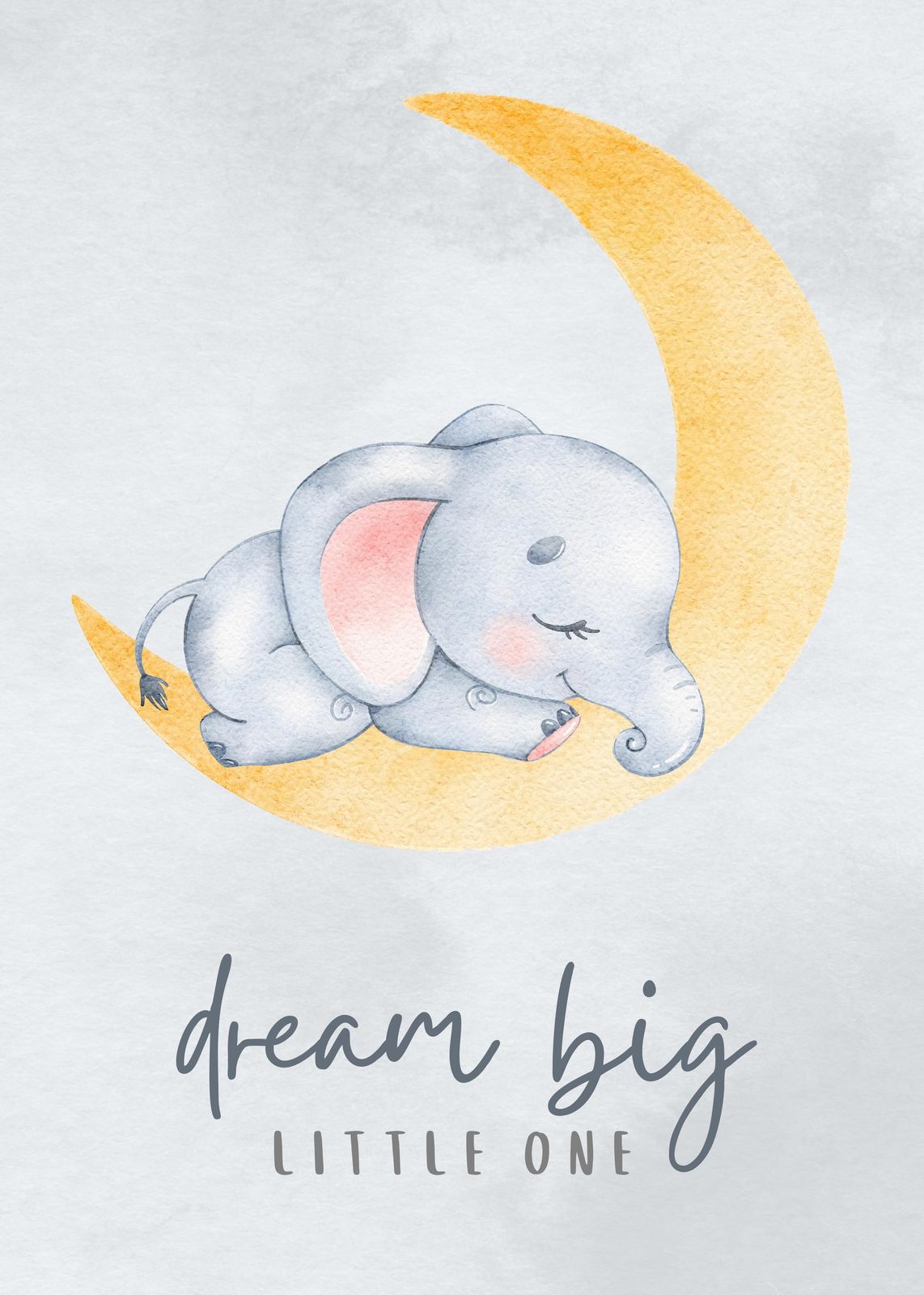 Cute Sleeping Elephant Dream Big Wall Art
