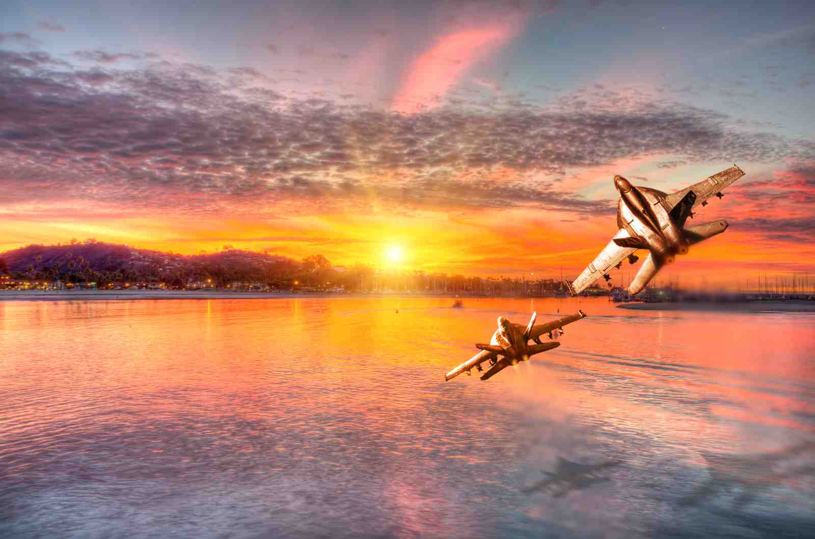 Jet Fighter Sunset Serenity Wall Art