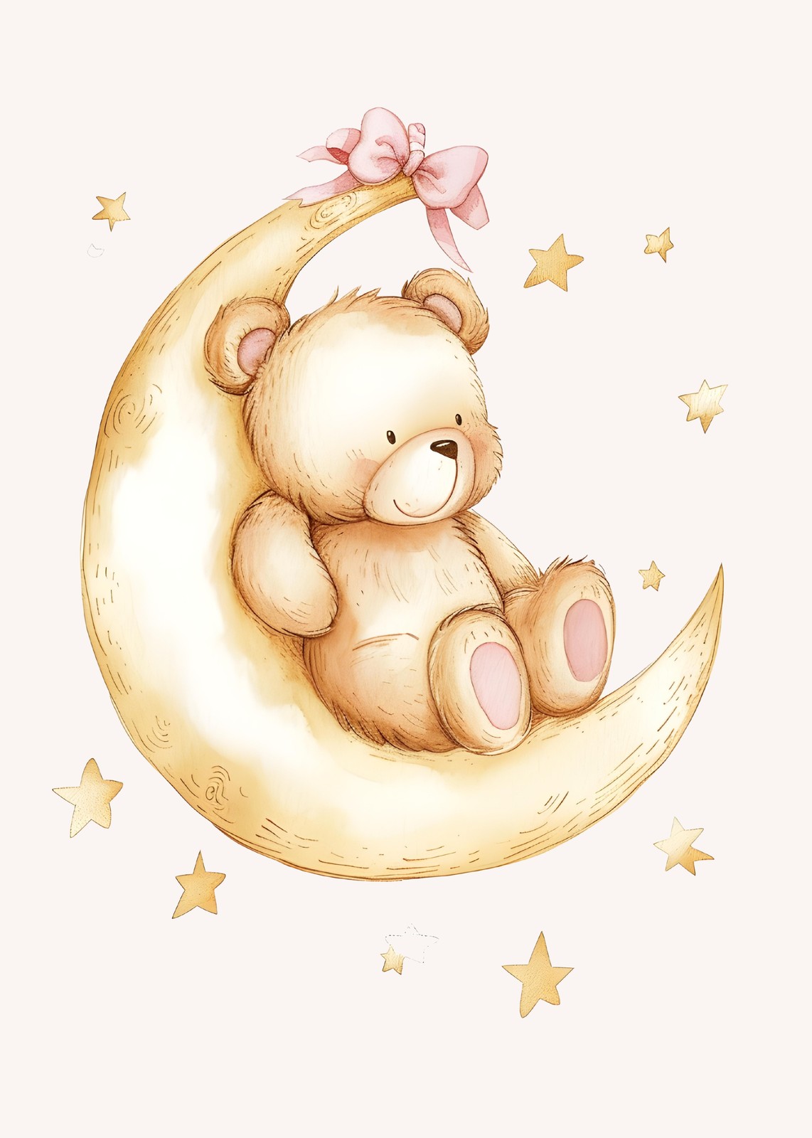 Dreamy Teddy Bear Moon & Stars Wall Art