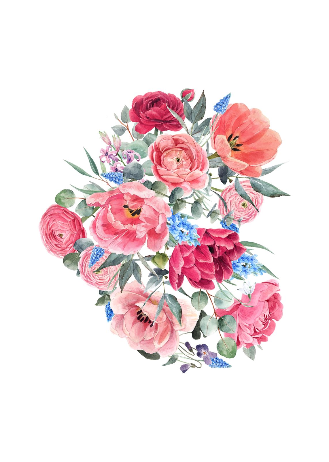 Vibrant Floral Dream Watercolor Bouquet Wall Art