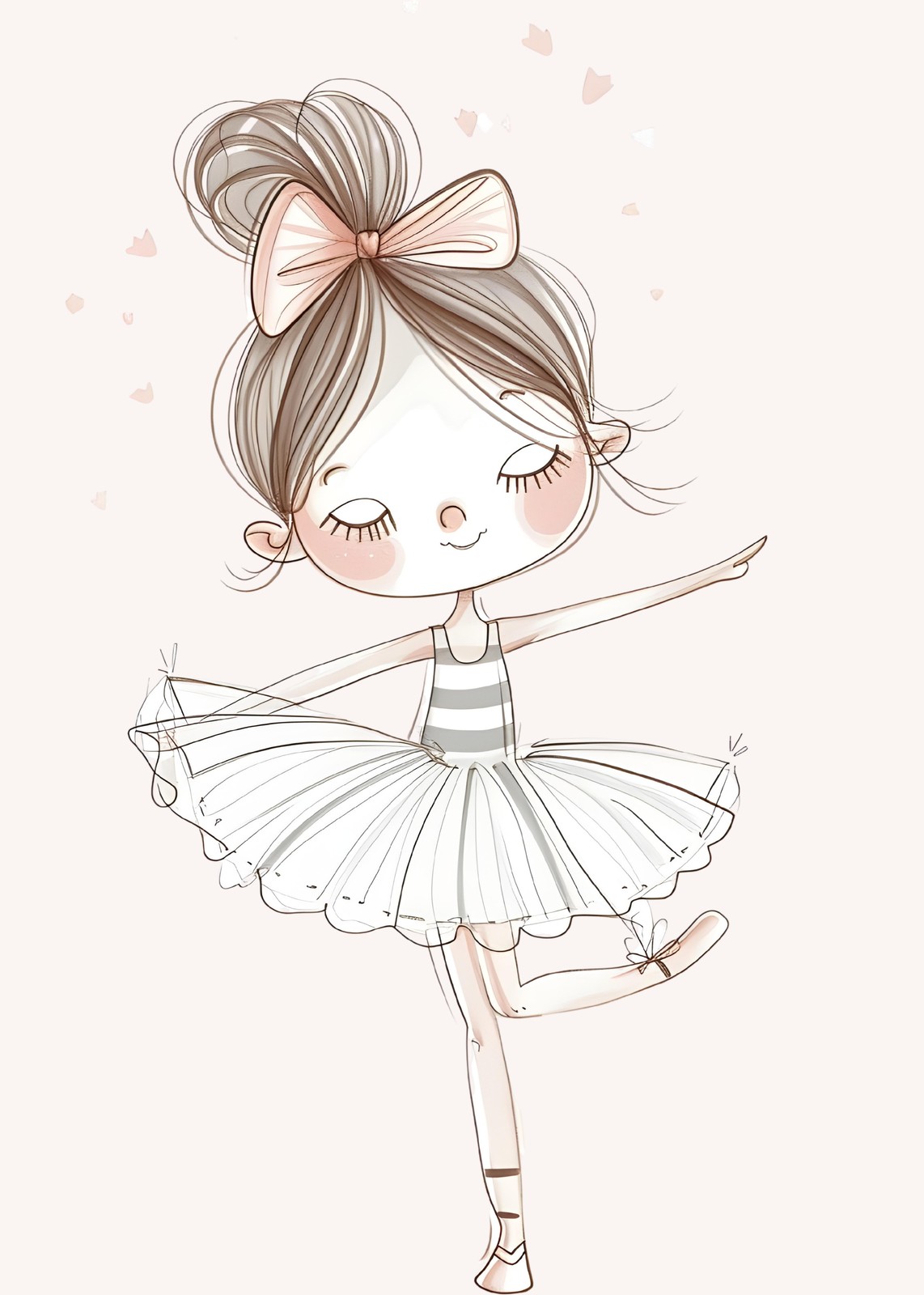 Adorable Ballerina Girl Sketch Wall Art