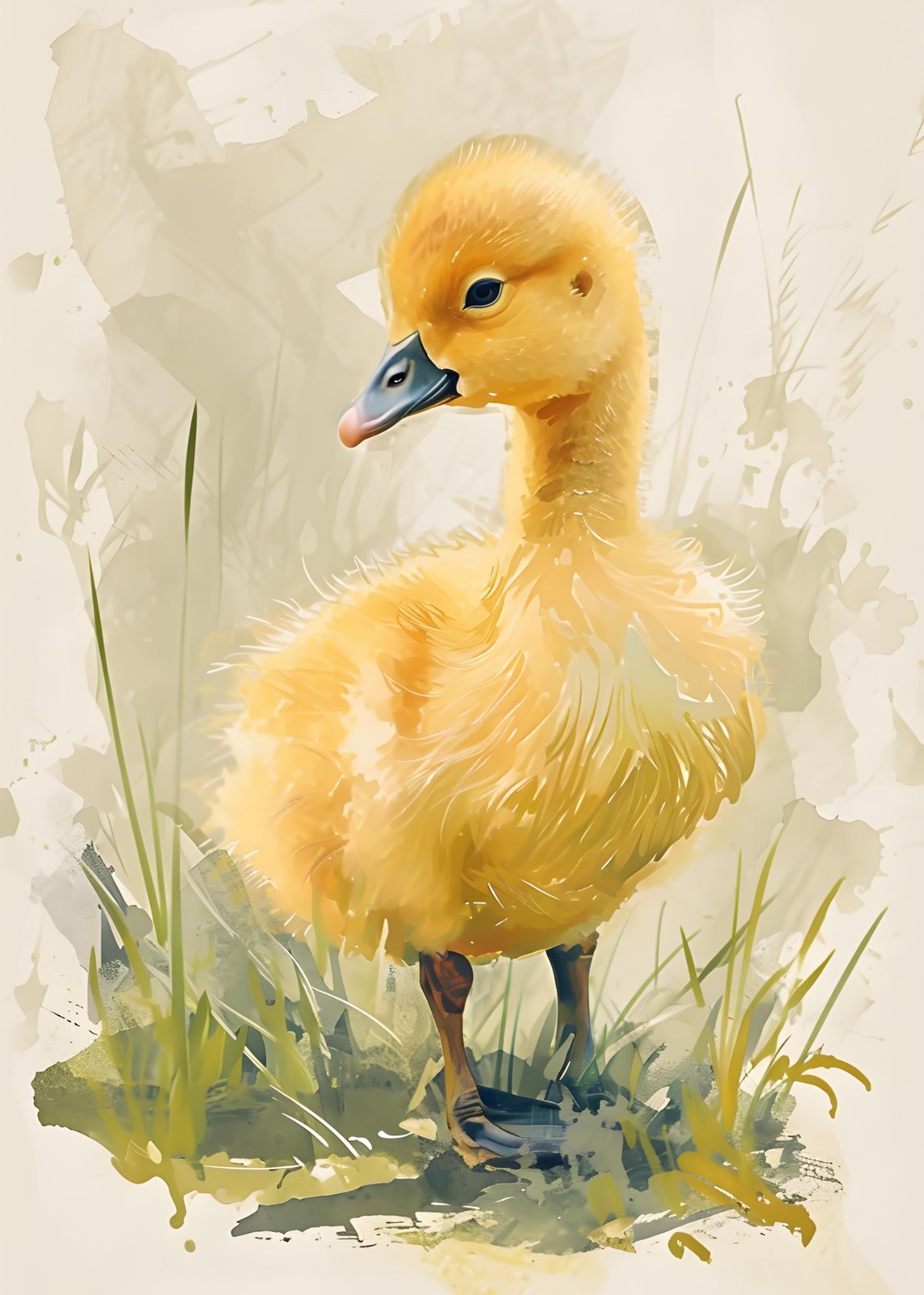 Adorable Duckling Watercolor Art Wall Art