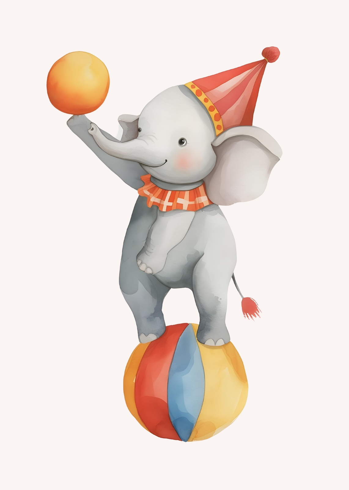 Whimsical Circus Elephant Balance Ball Wall Art