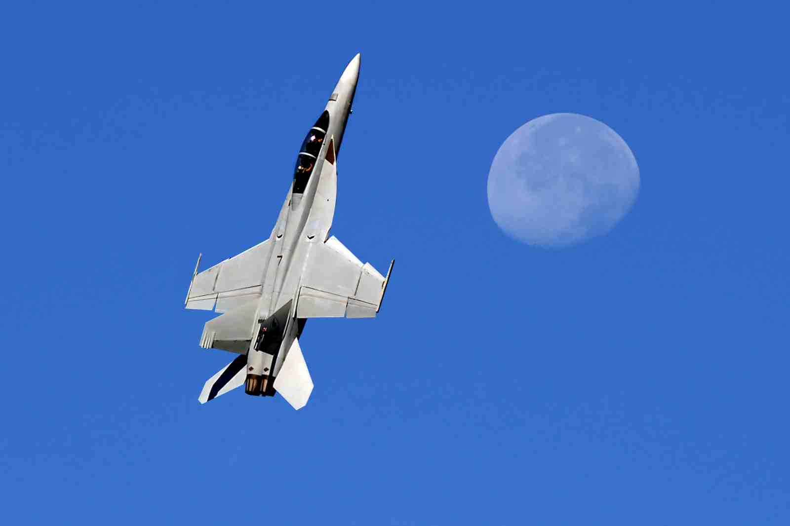Fighter Jet Ascending Moon Wall Art