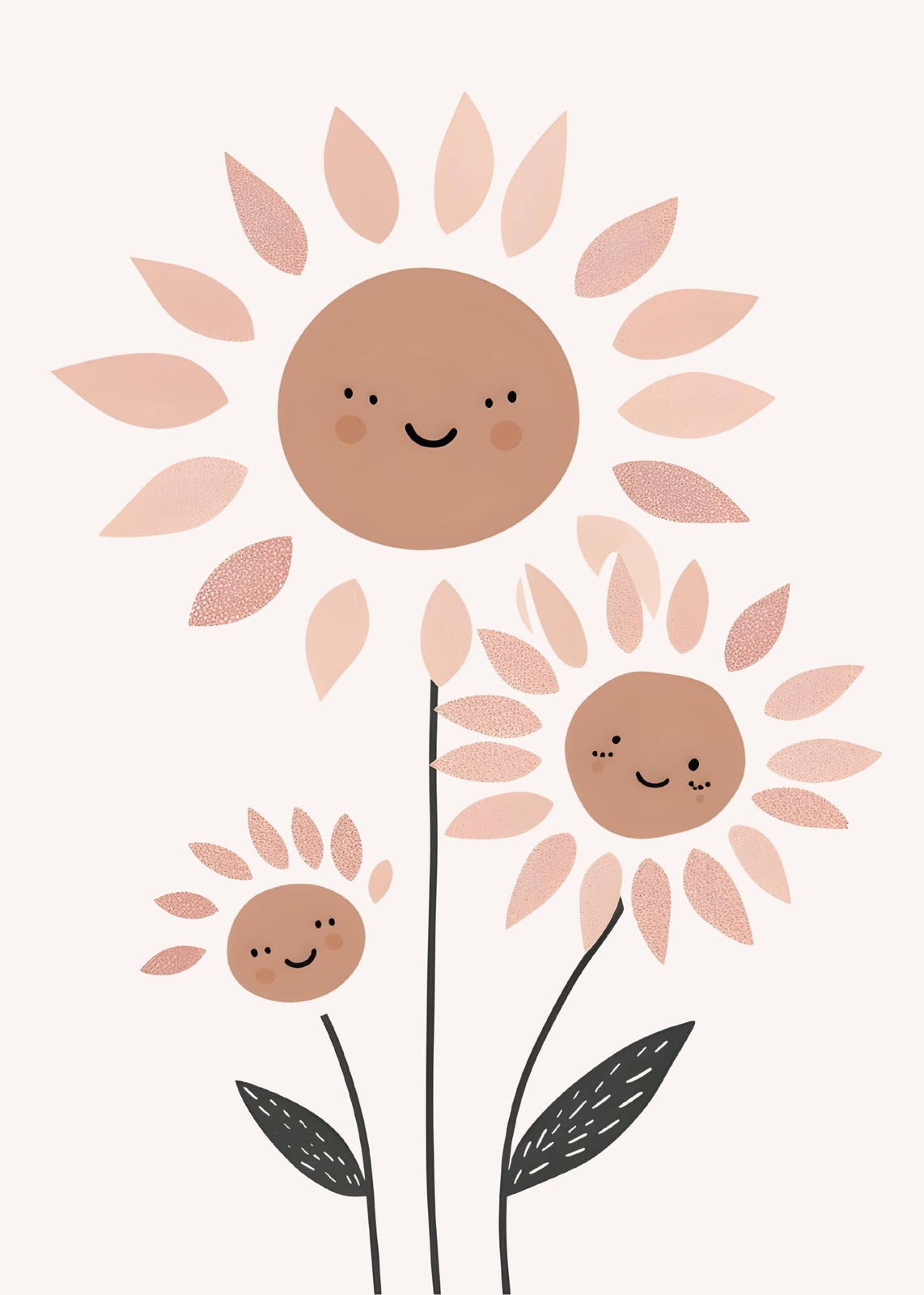 Happy Sunflowers Boho Nursery Art Wall Art
