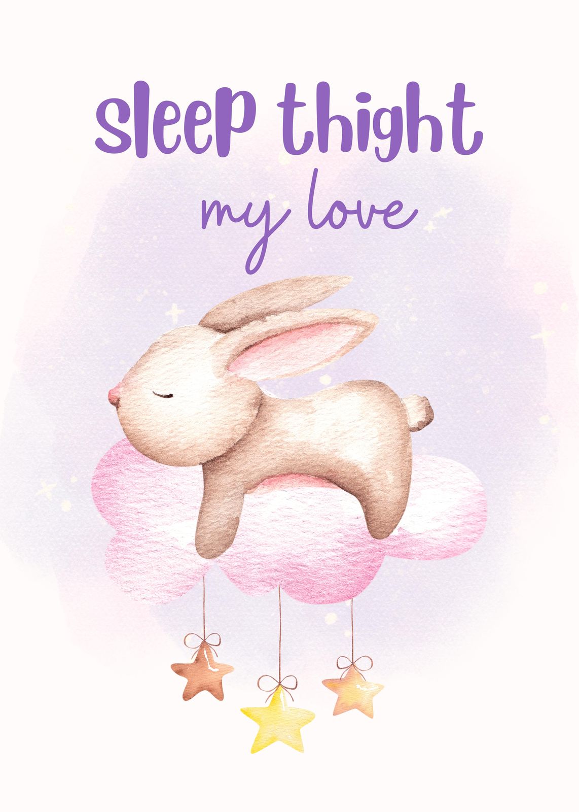 Sleepy Bunny Cloud Dreams Wall Art