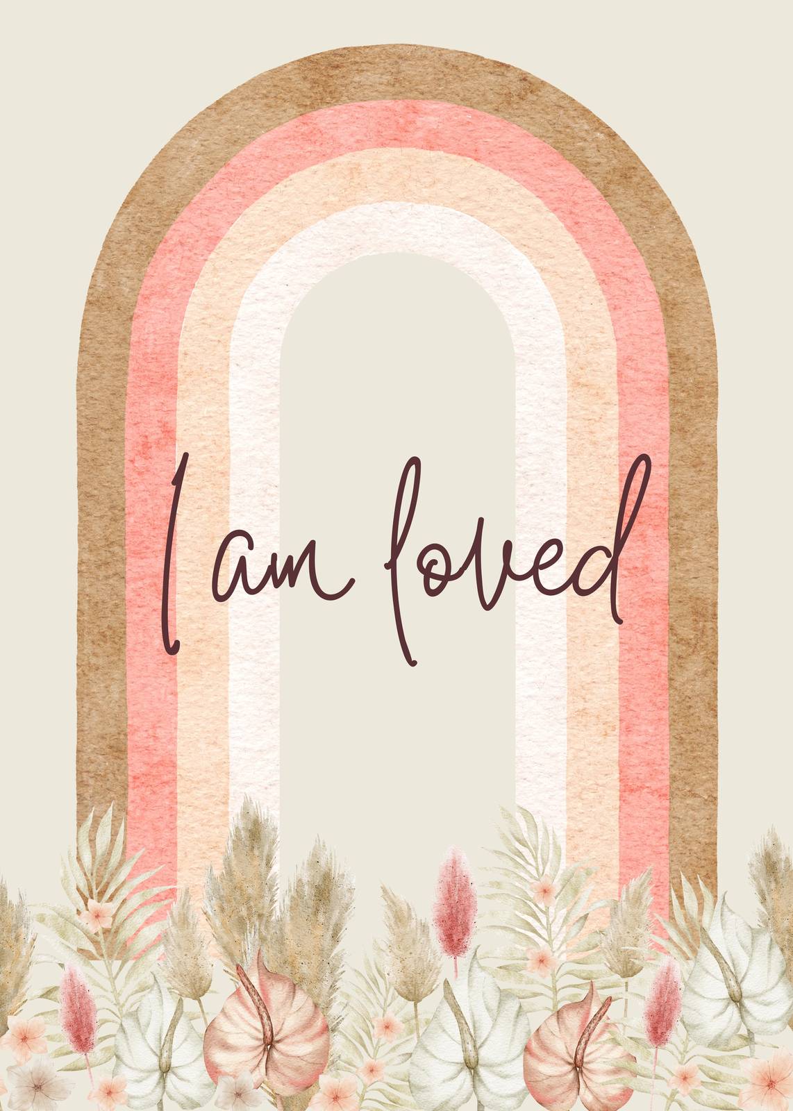 Boho "I Am Loved" Rainbow Wall Art