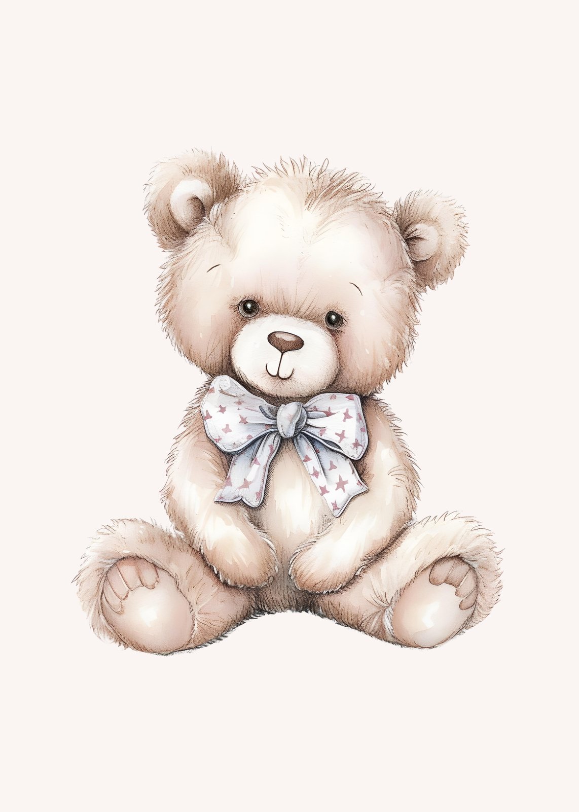Adorable Watercolor Teddy Bear Wall Art