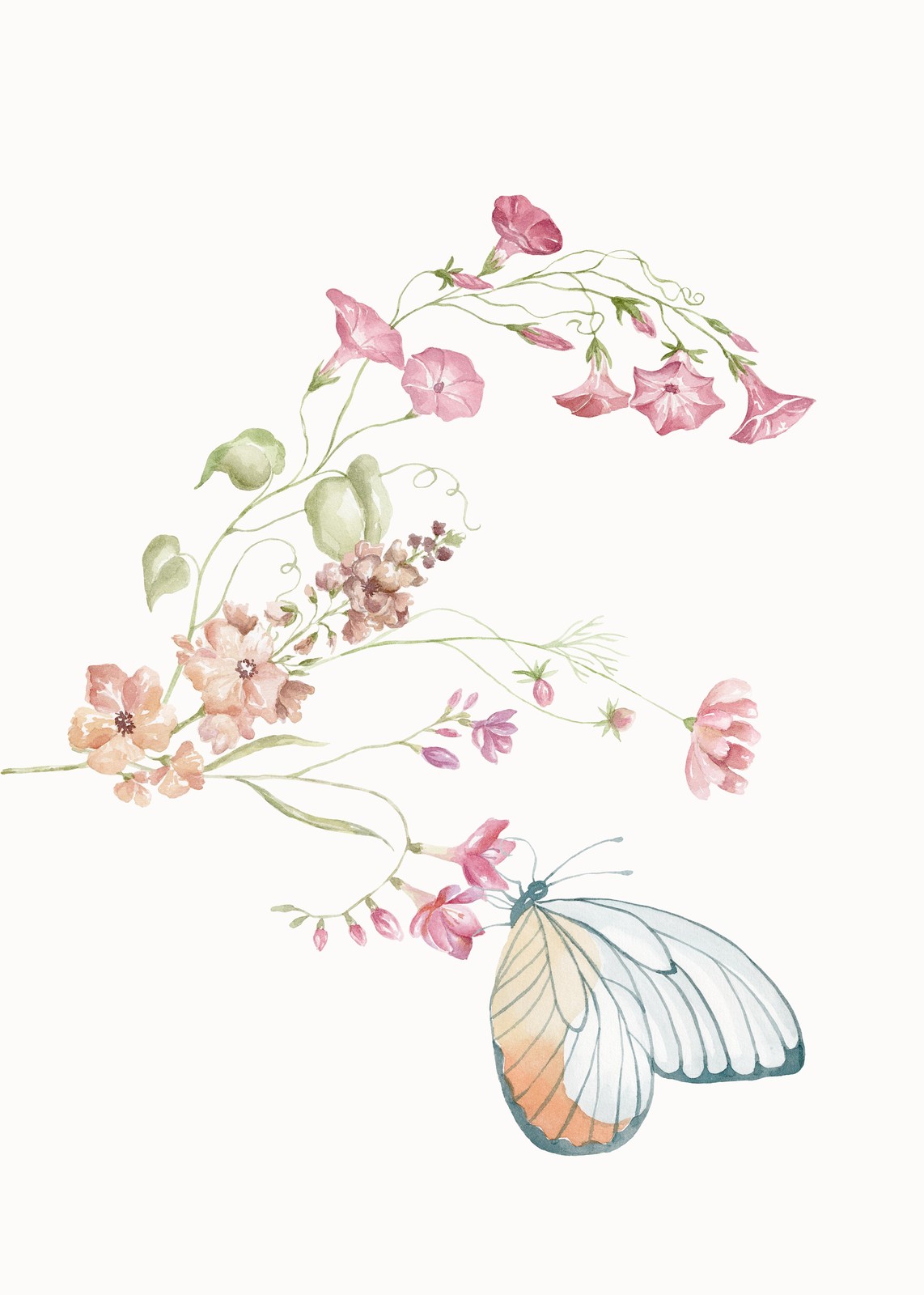 Ethereal Butterfly & Floral Garden Wall Art