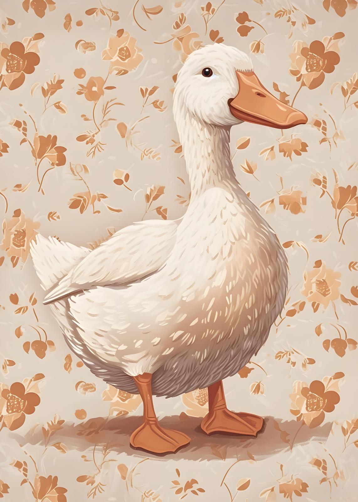 Charming Farmhouse Duck Floral Wall Art