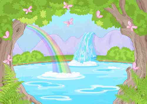 Enchanting Rainbow Waterfall Nature Wall Art