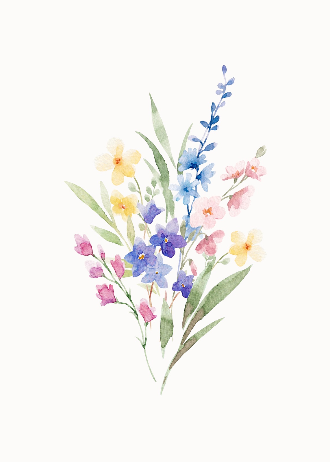Watercolor Wildflower Bouquet Wall Art