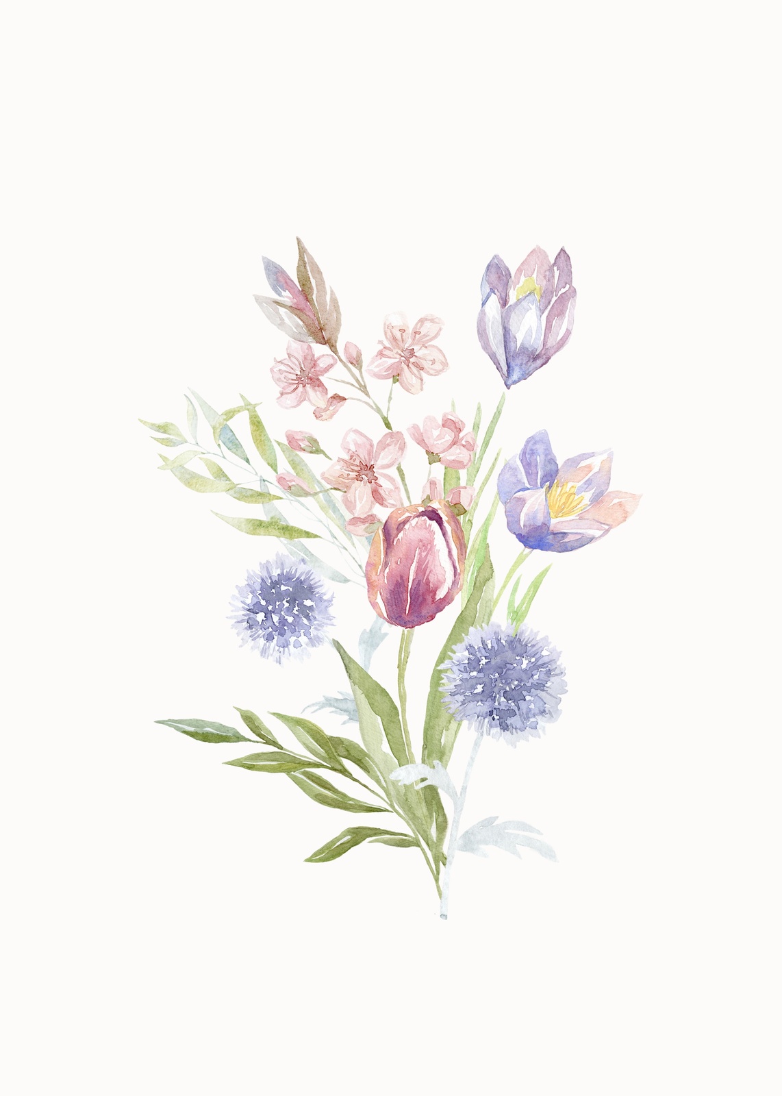 Spring Garden Watercolor Floral Wall Art