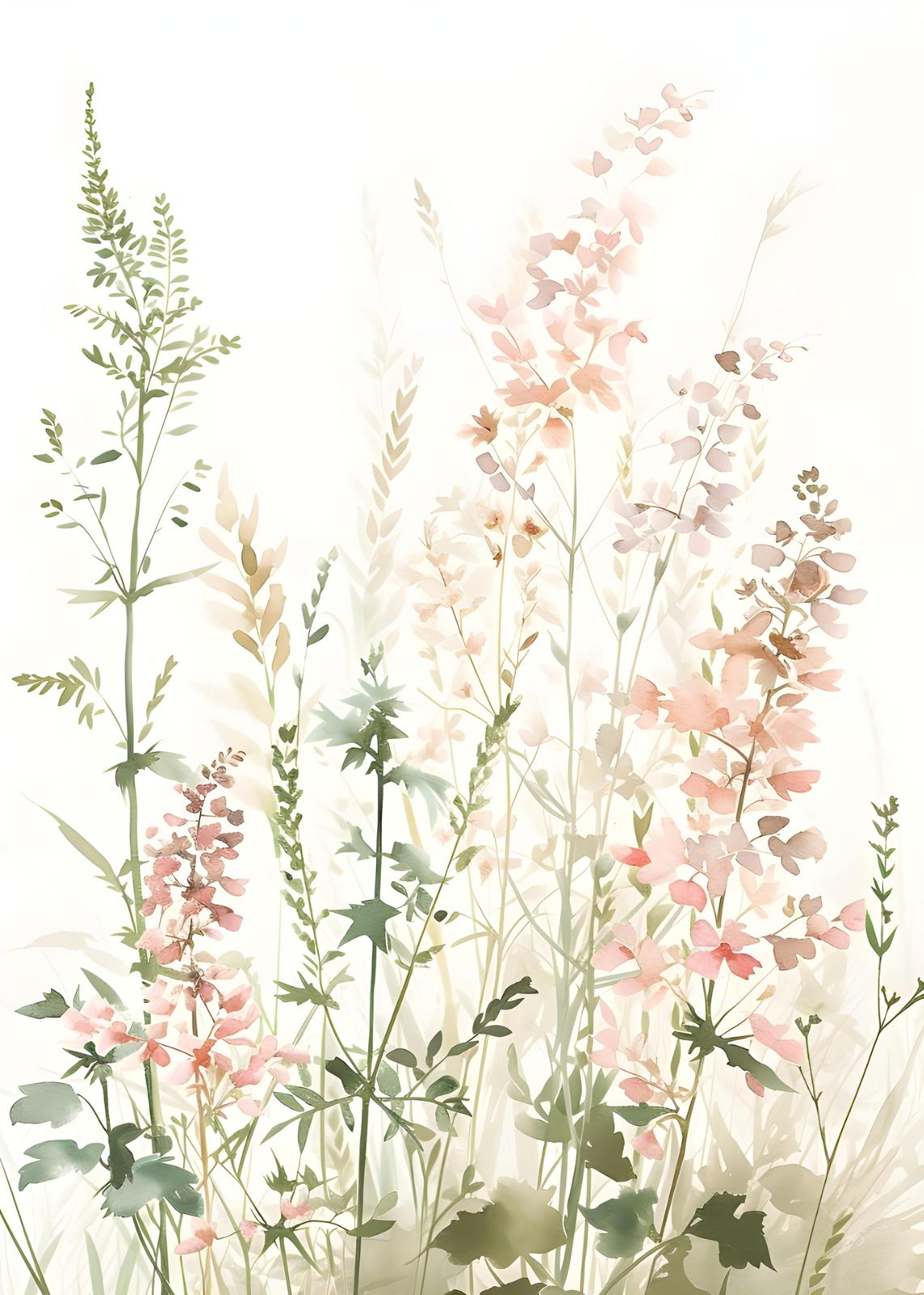Soft Meadow Watercolor Floral Wall Art
