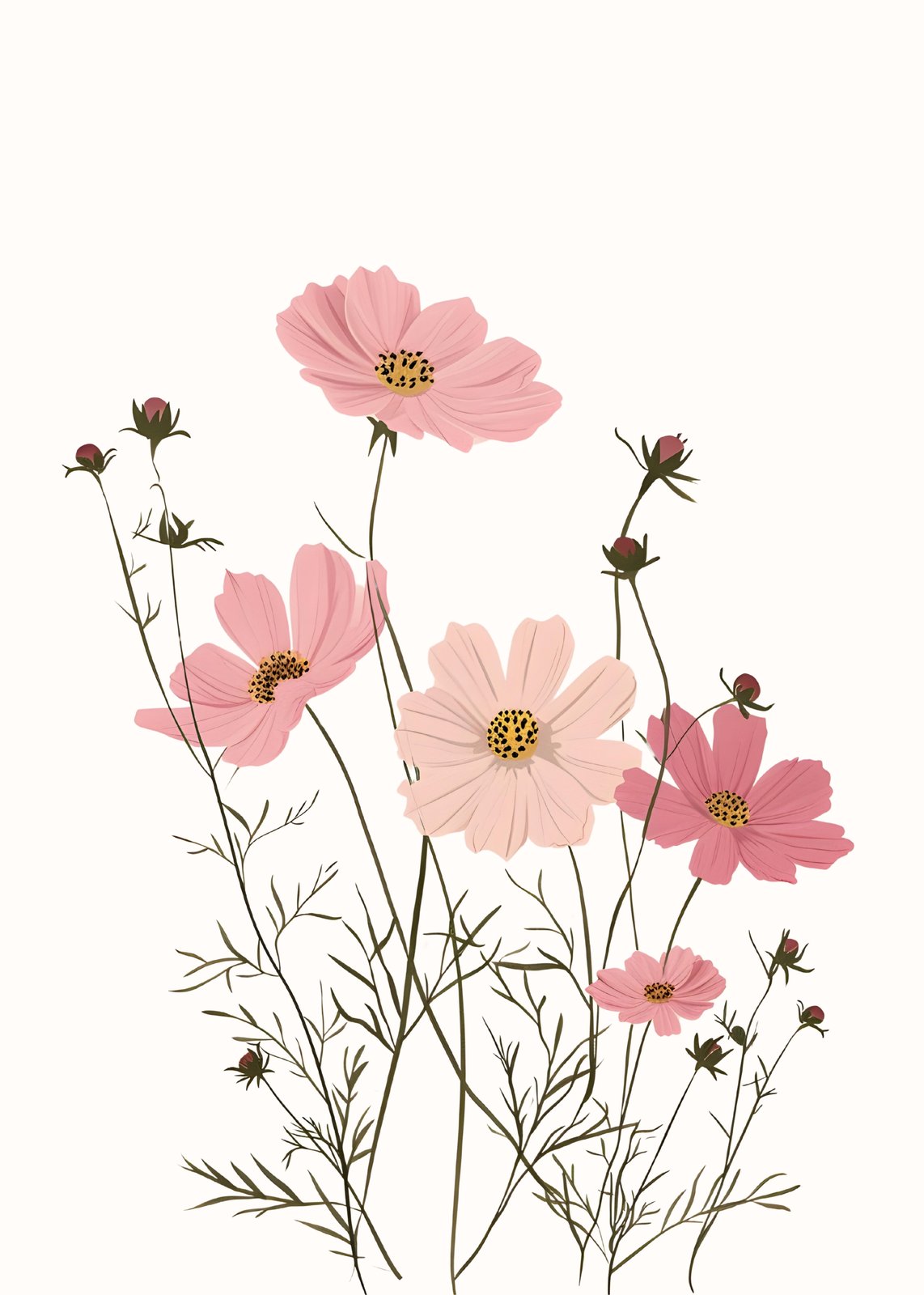 Pink Cosmos Floral Art Wall Art