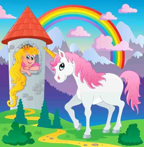 Magical Unicorn Princess & Rainbow Wall Art