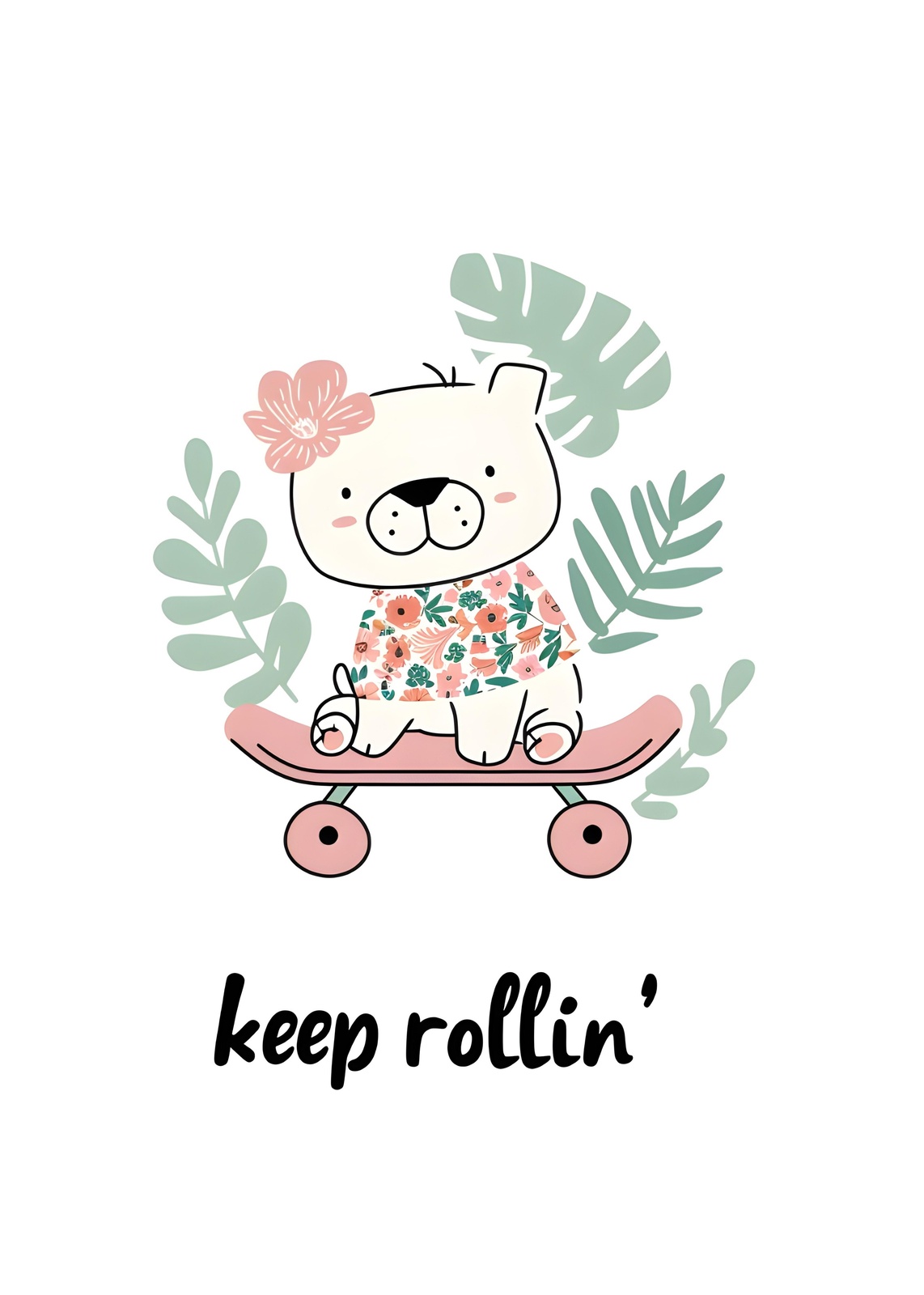 Cute Bear on Skateboard Wall Art