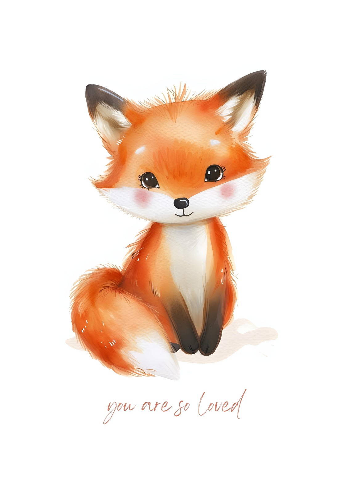 Cute Watercolor Fox "You Are So Loved" Wall Art