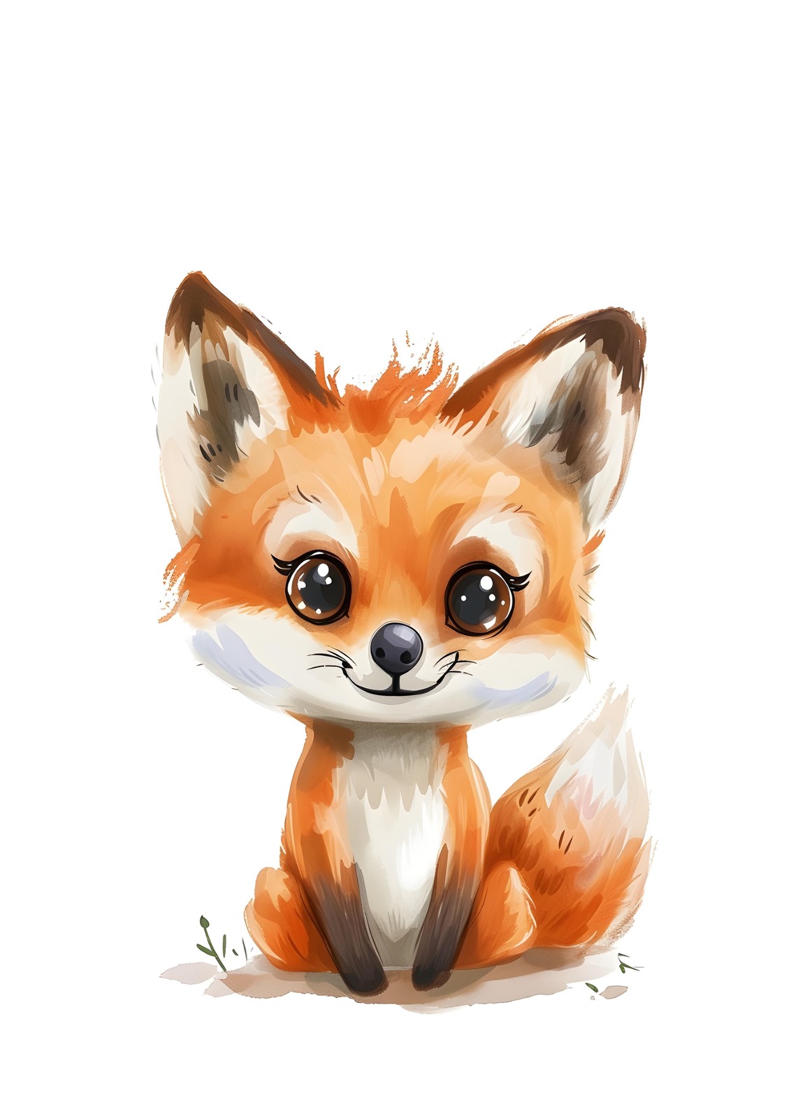 Adorable Baby Fox Watercolor Wall Art