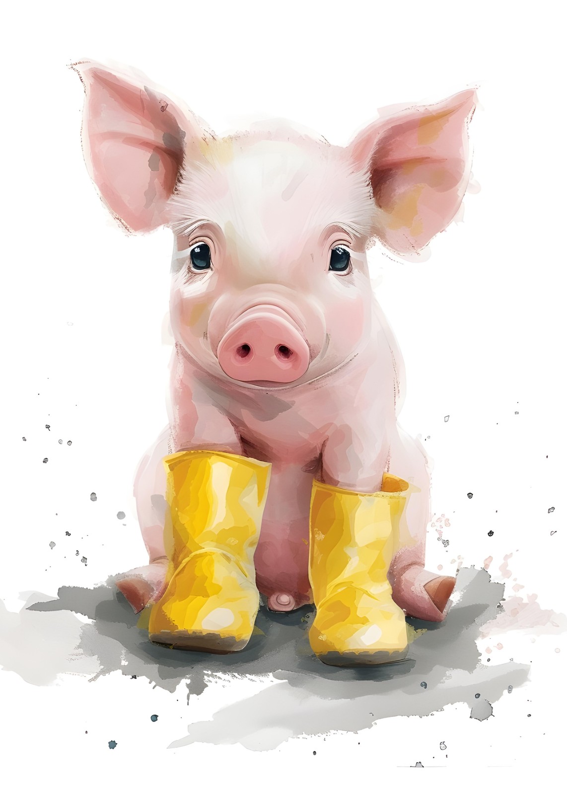Cute Piggy in Yellow Boots Wall Art