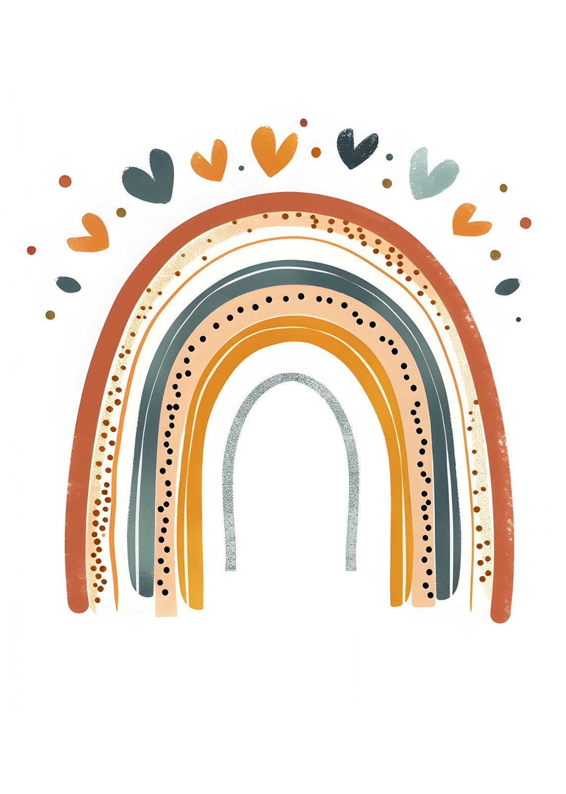 Boho Rainbow Heart Nursery Wall Art