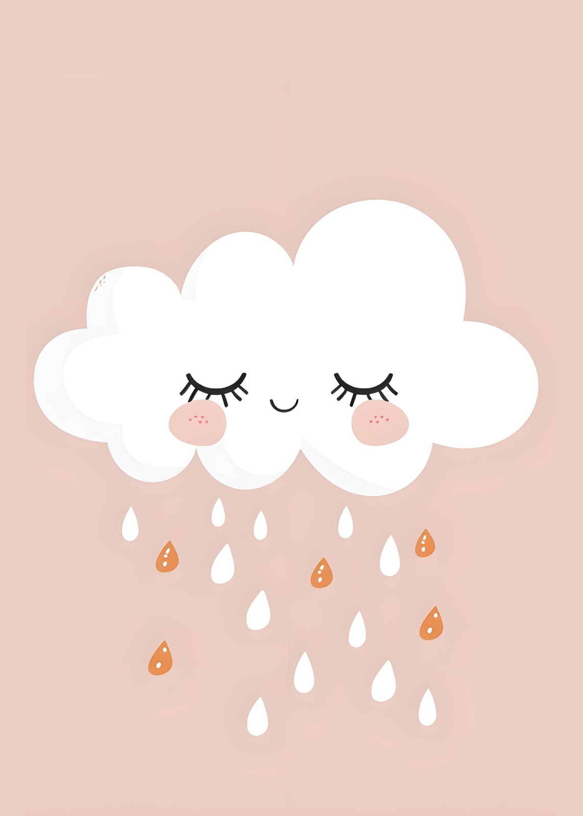 Cute Sleepy Cloud Raindrop Wall Art