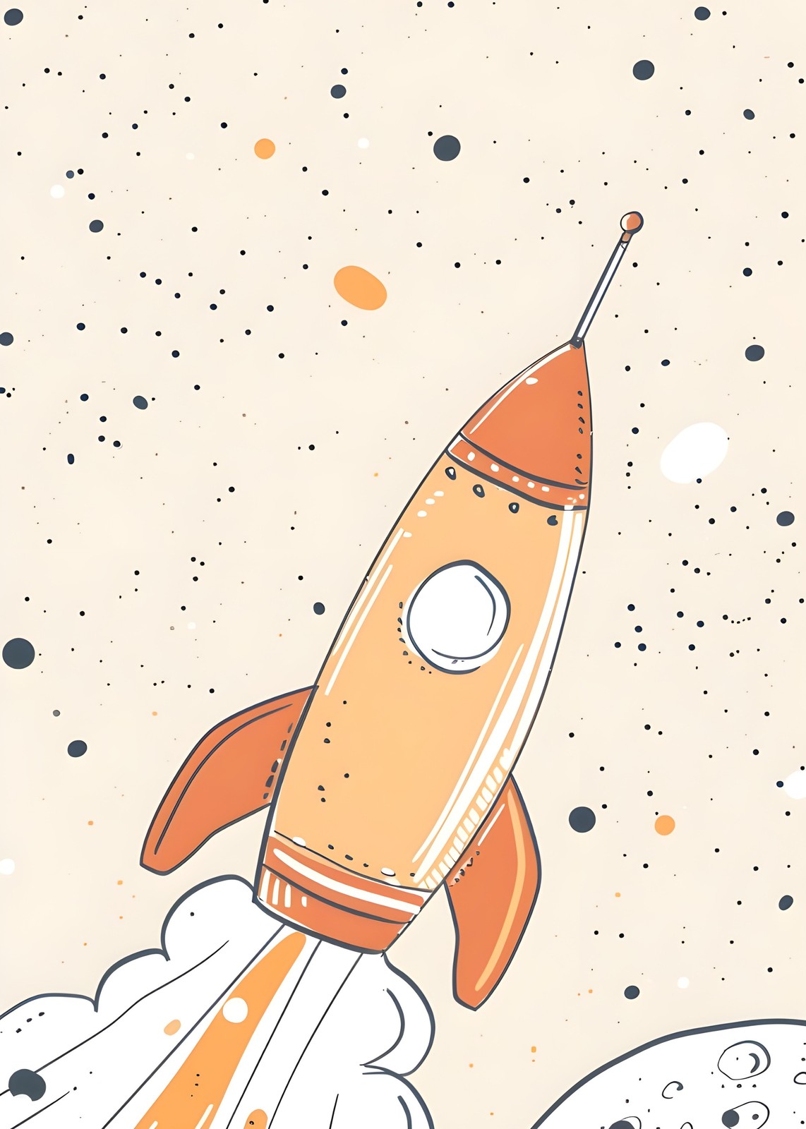 Whimsical Rocket Blast Off Wall Art