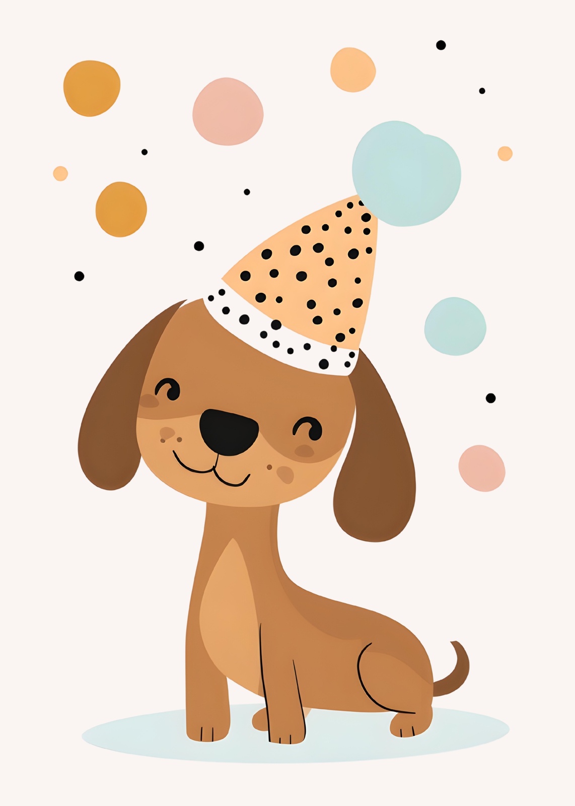 Joyful Puppy Party Hat Wall Art