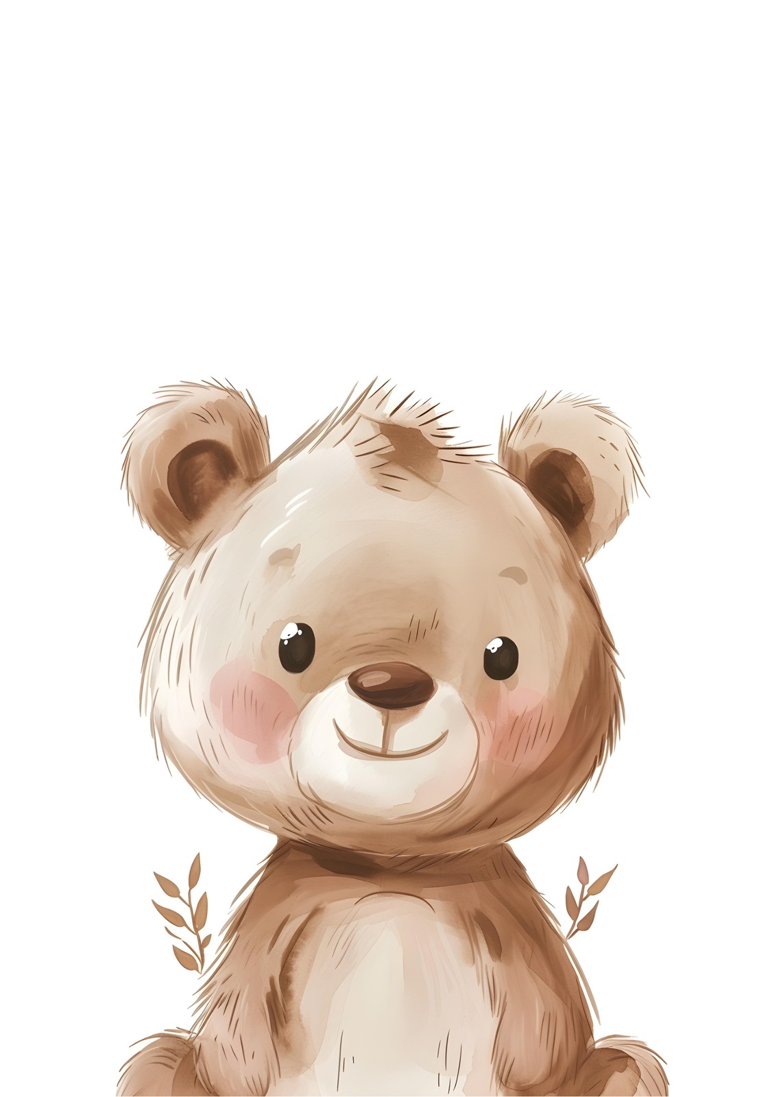 Adorable Teddy Bear Watercolor Wall Art