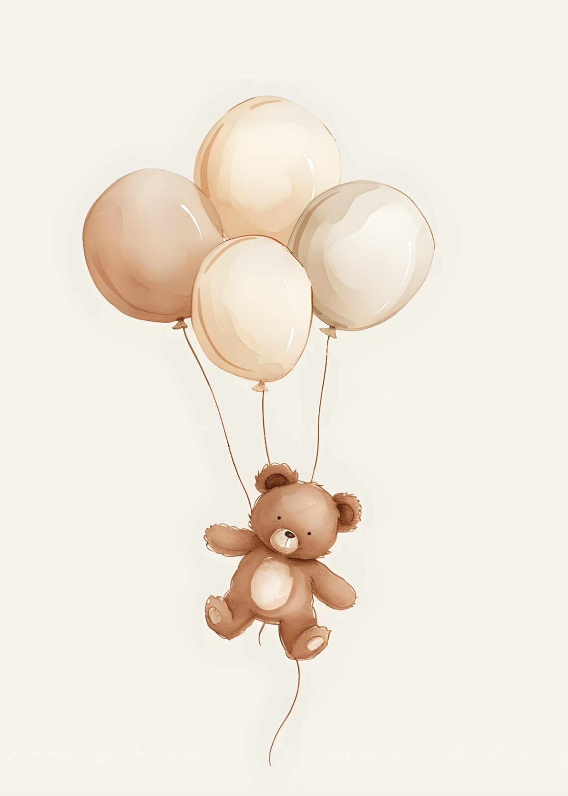Whimsical Teddy Bear Balloon Ride Wall Art