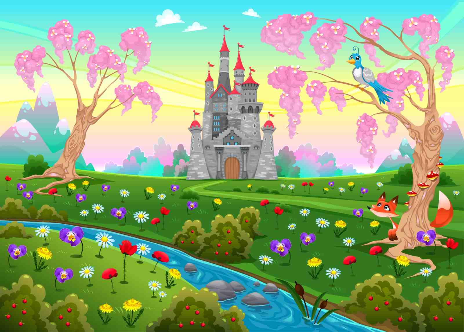 Enchanting Fairy Tale Castle Landscape Wall Art