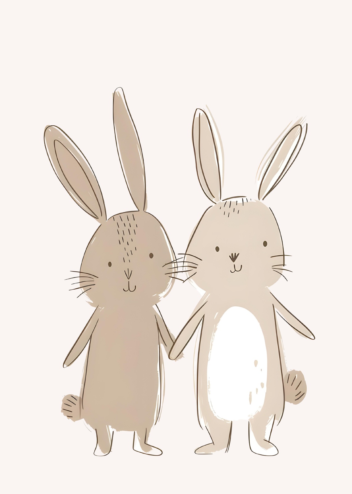 Adorable Bunny Friends Beige Wall Art