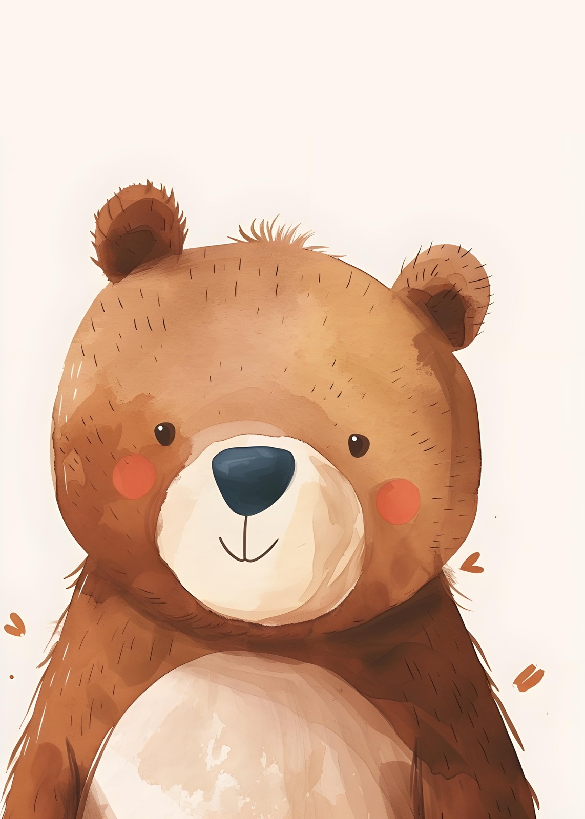Adorable Watercolor Teddy Bear Nursery Wall Art