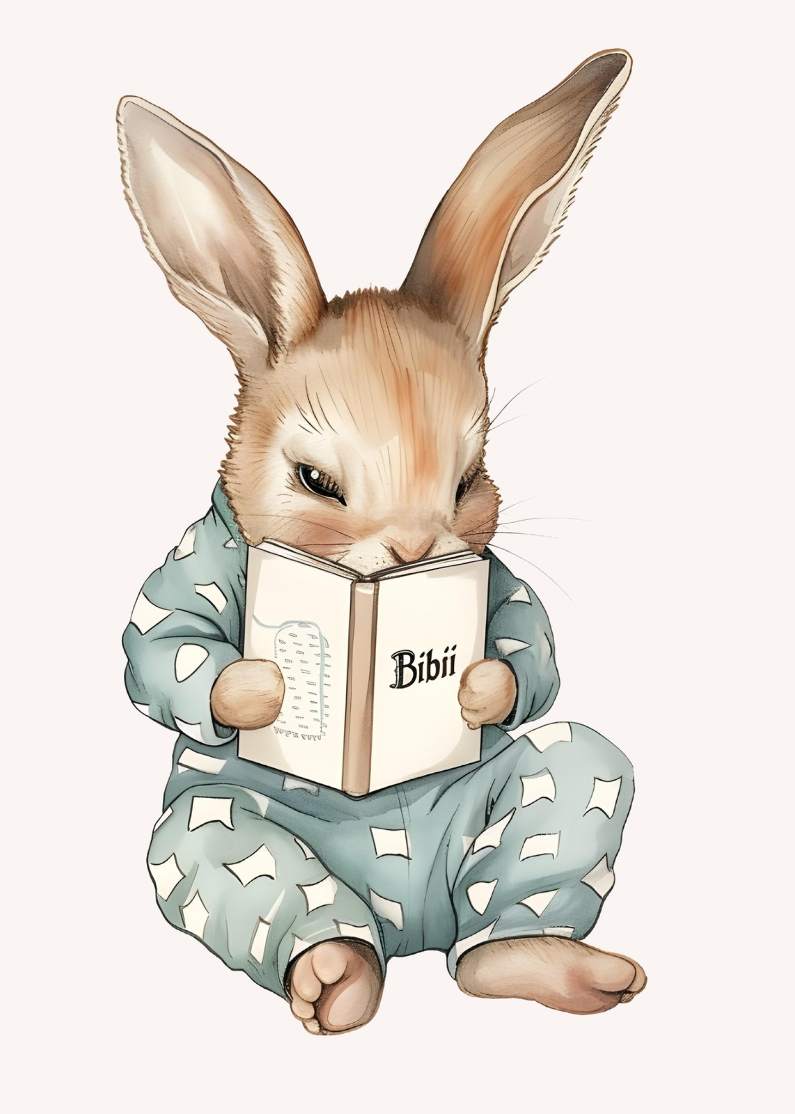 Sweet Rabbit Reading 'Bibii' Pajama Wall Art