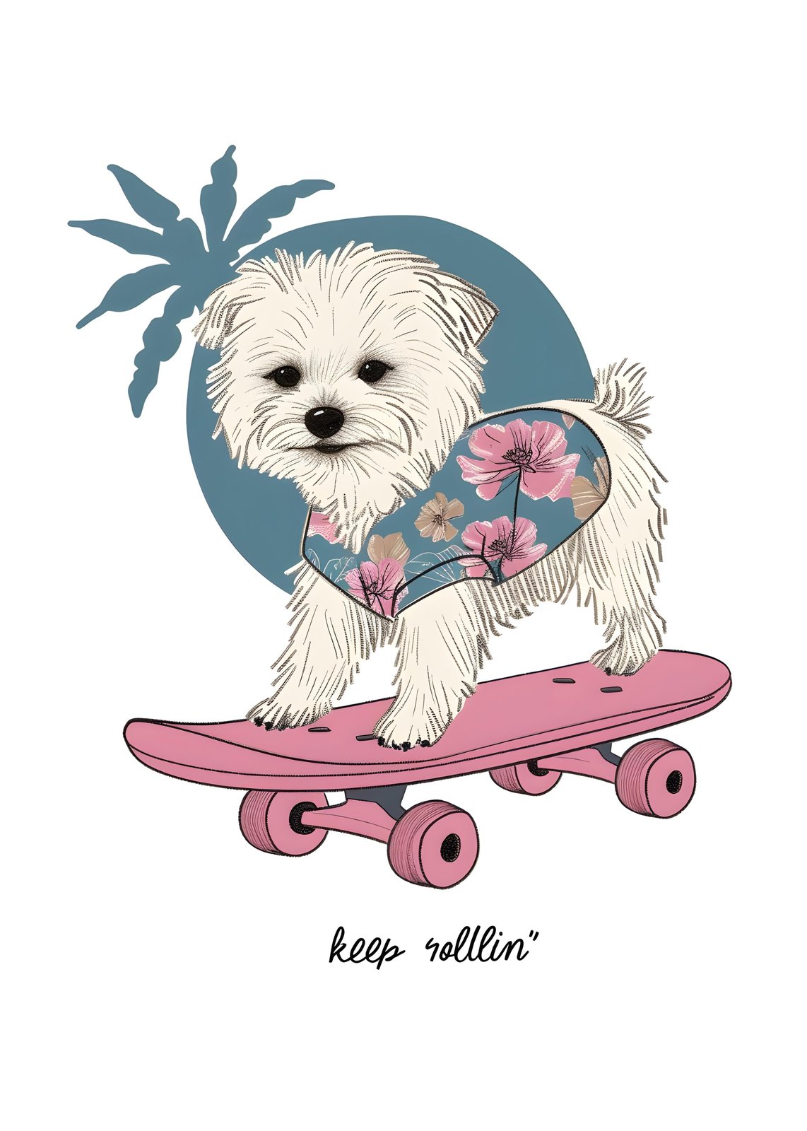 Cool Skater Dog Hawaiian Shirt Wall Art