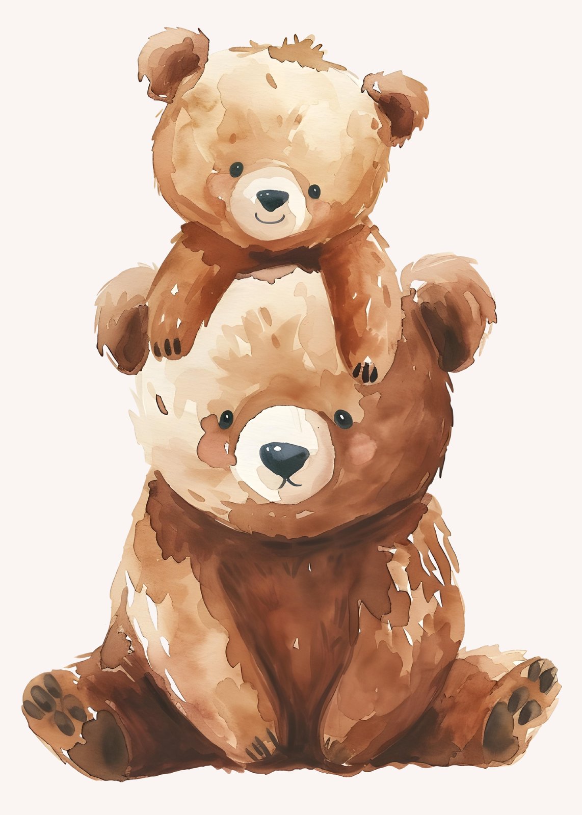 Adorable Watercolor Bears Cozy Hug Wall Art