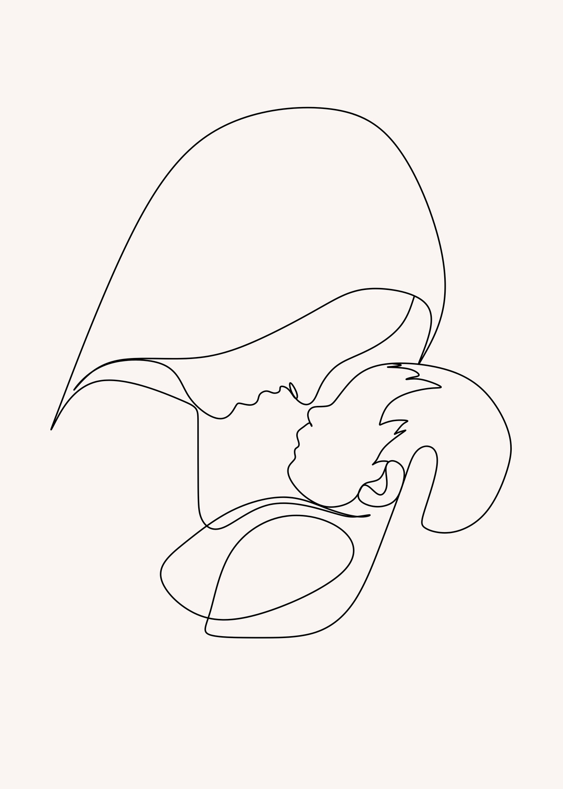 Minimalist Mom & Baby Line Art Wall Art