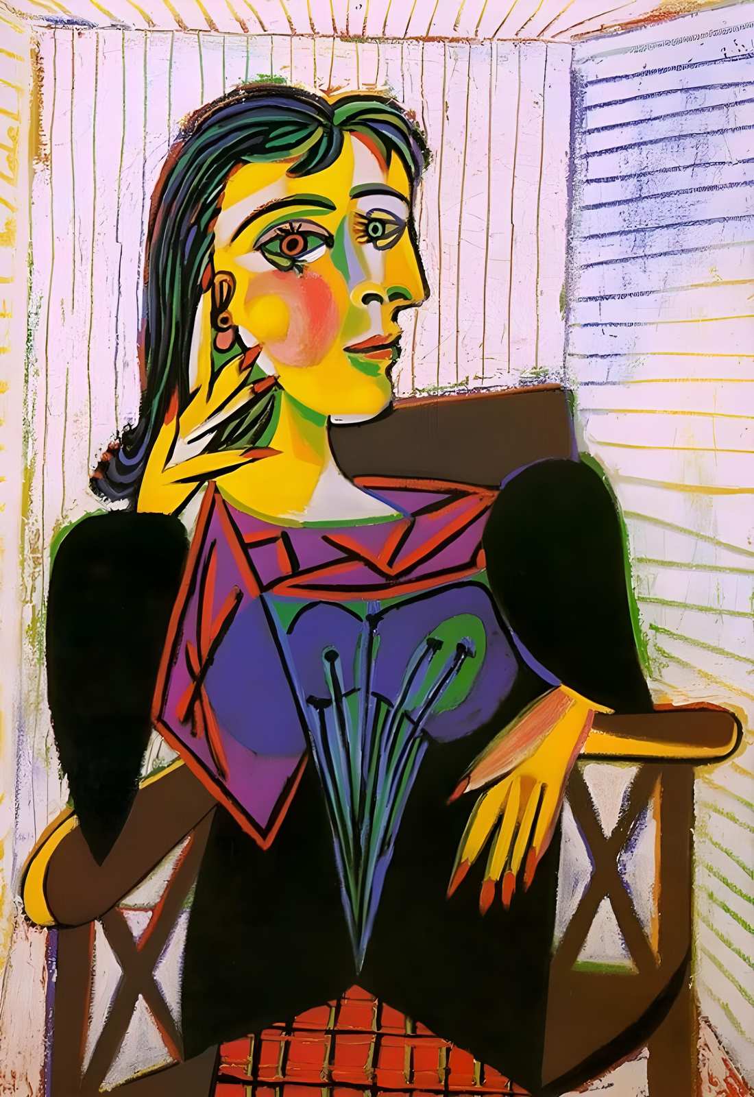 Vibrant Cubist Portrait Woman Wall Art