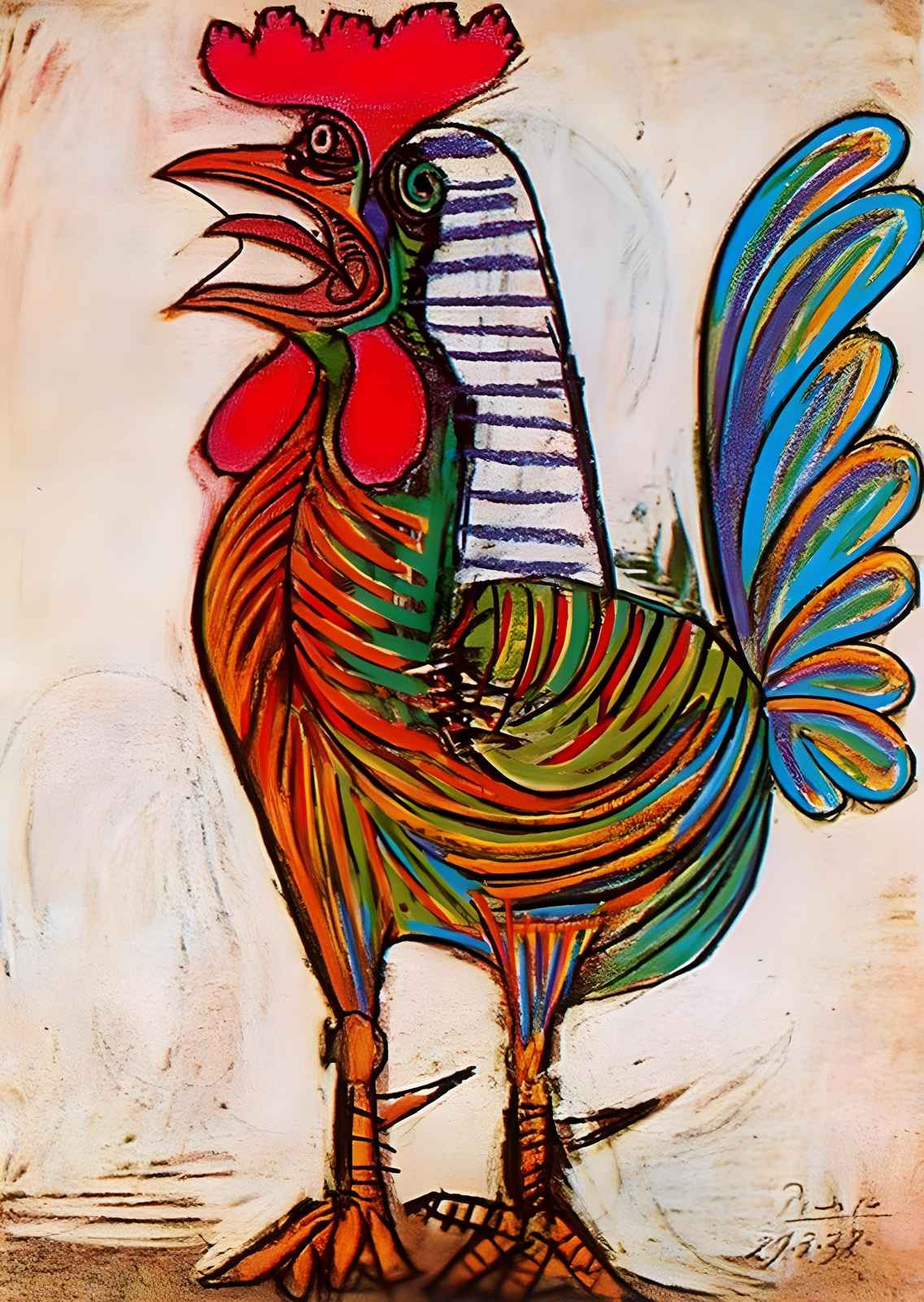 Vibrant Rooster Picasso Style Wall Art