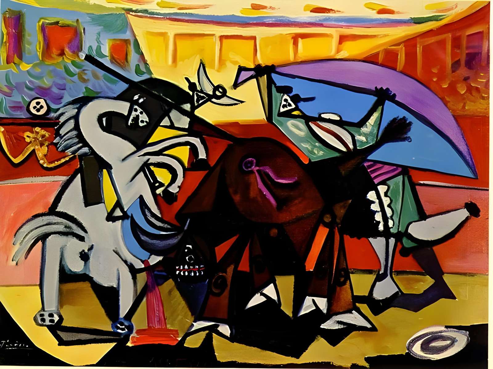 Cubist Bullfight Dynamic Wall Art