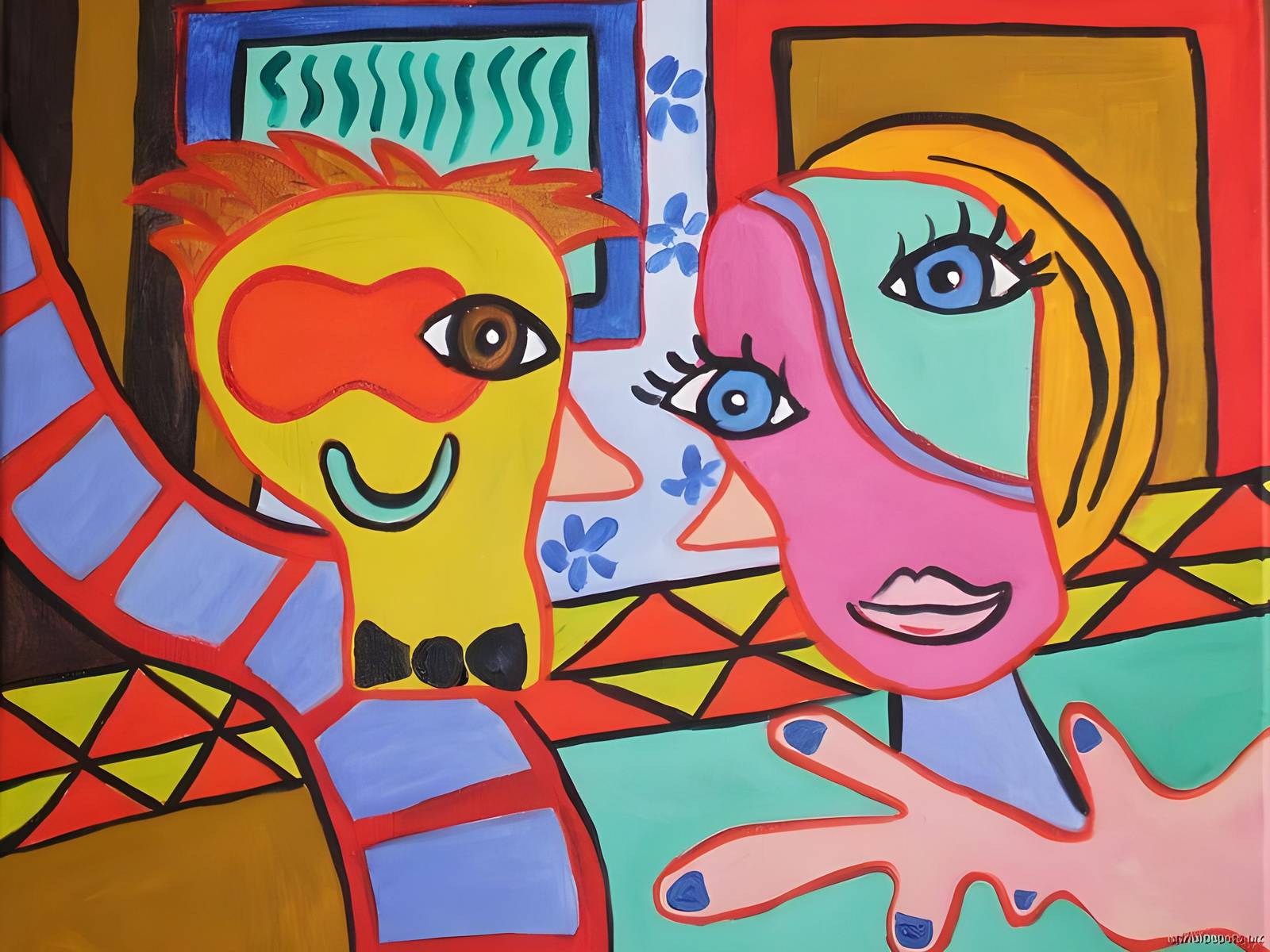 Vibrant Duo Modern Abstract Faces Wall Art