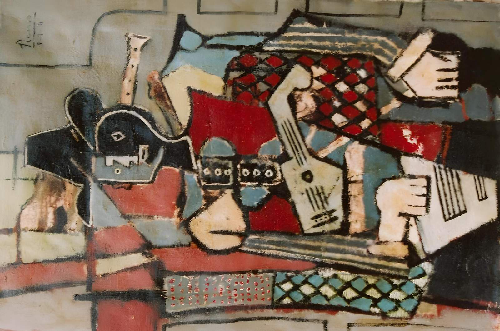 Cubist Guitars & Harlequin Abstract Wall Art