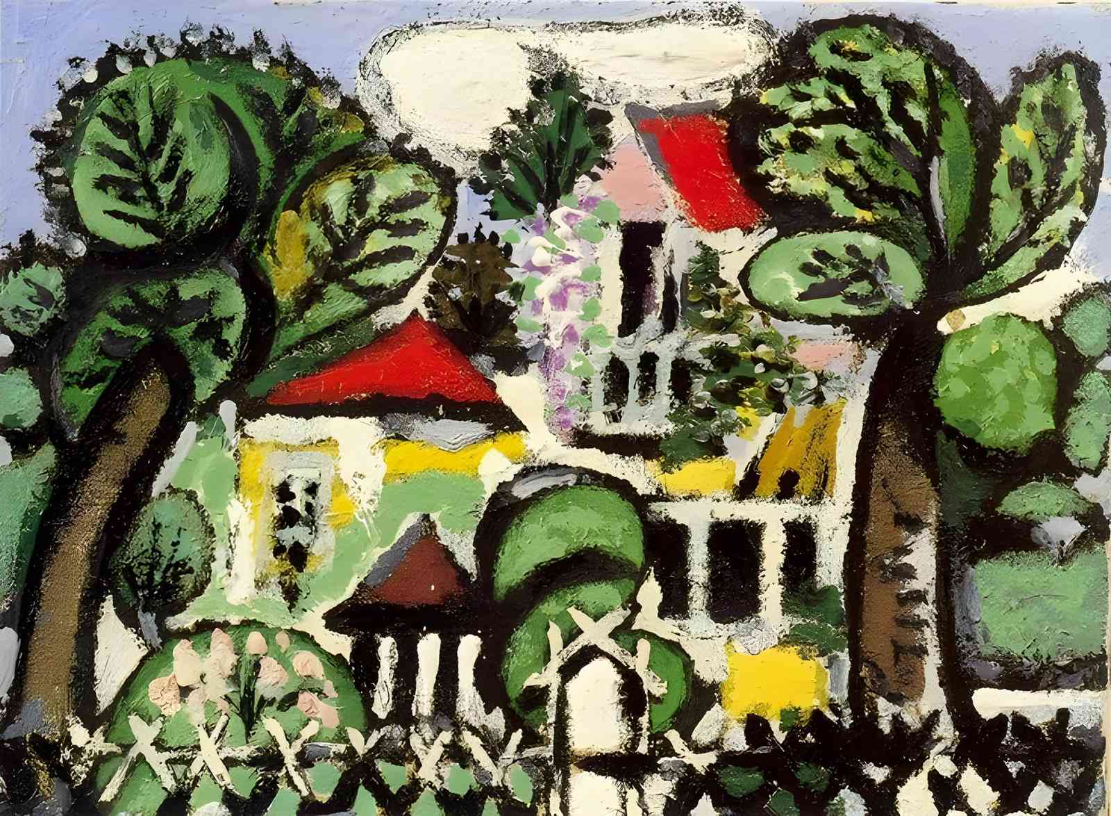 Vibrant Garden House Expressionist Wall Art