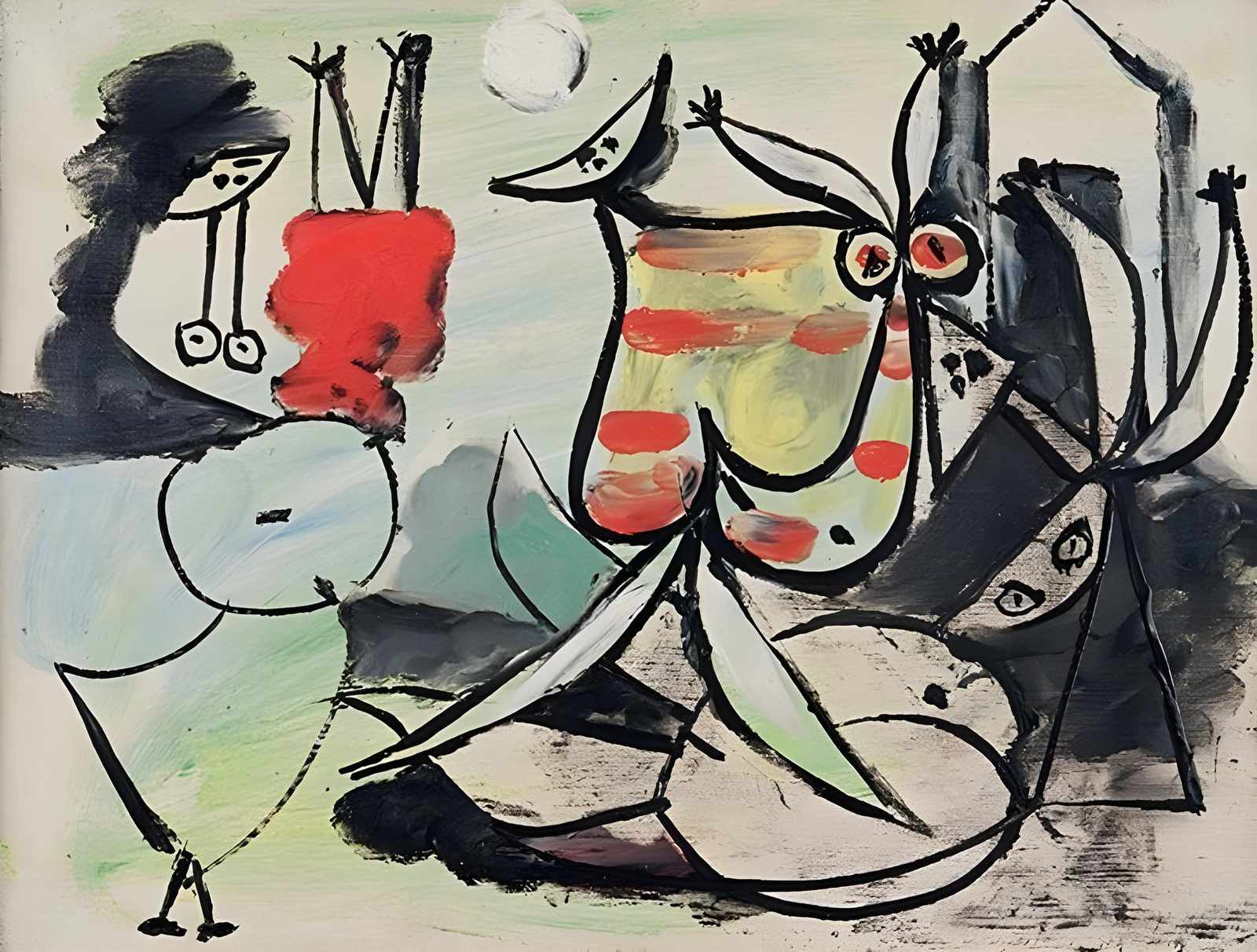 Abstract Figures Bold Red & Black Wall Art