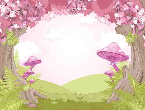 Enchanted Pink Mushroom Forest Wall Art