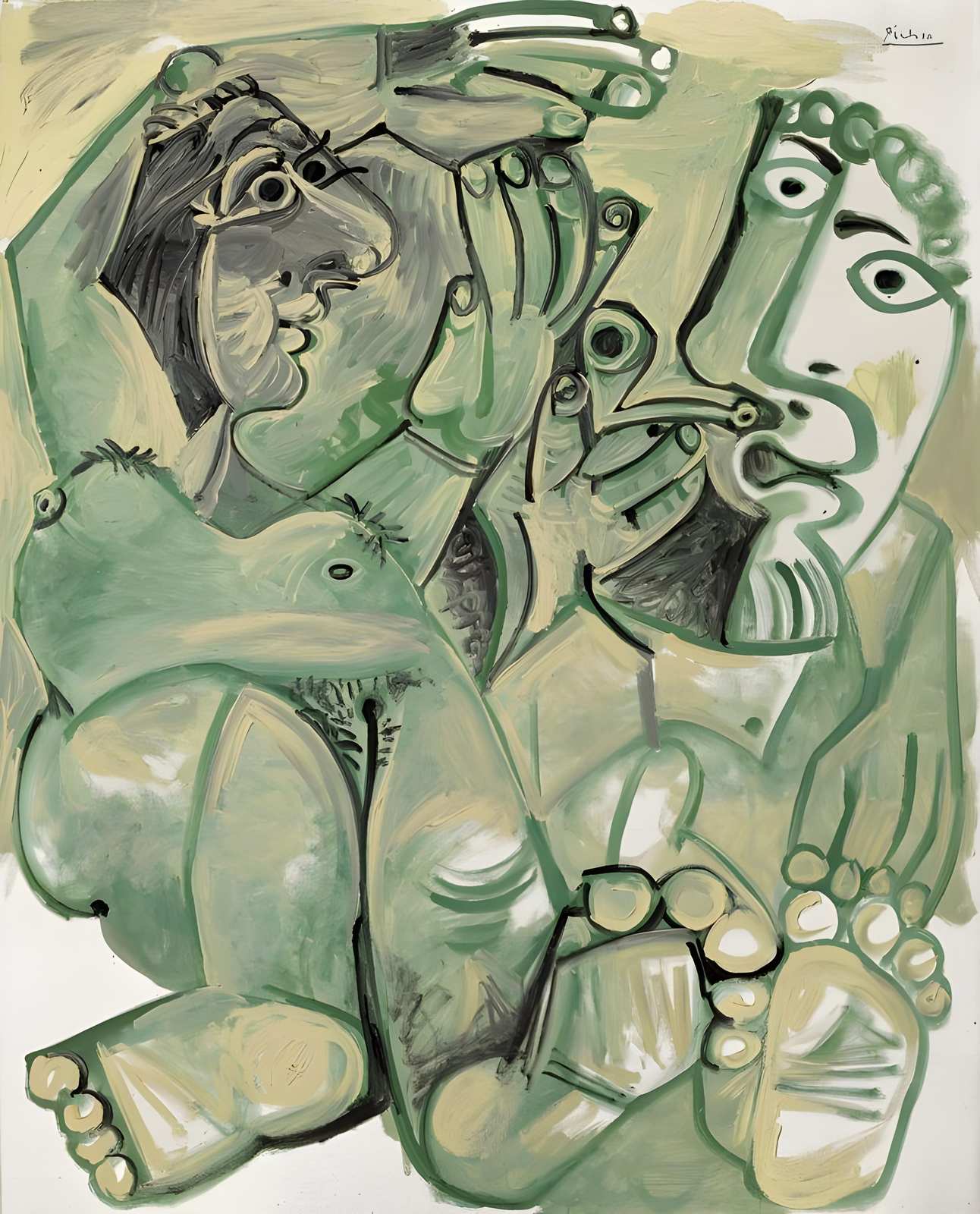 Abstract Nude Green Wall Art