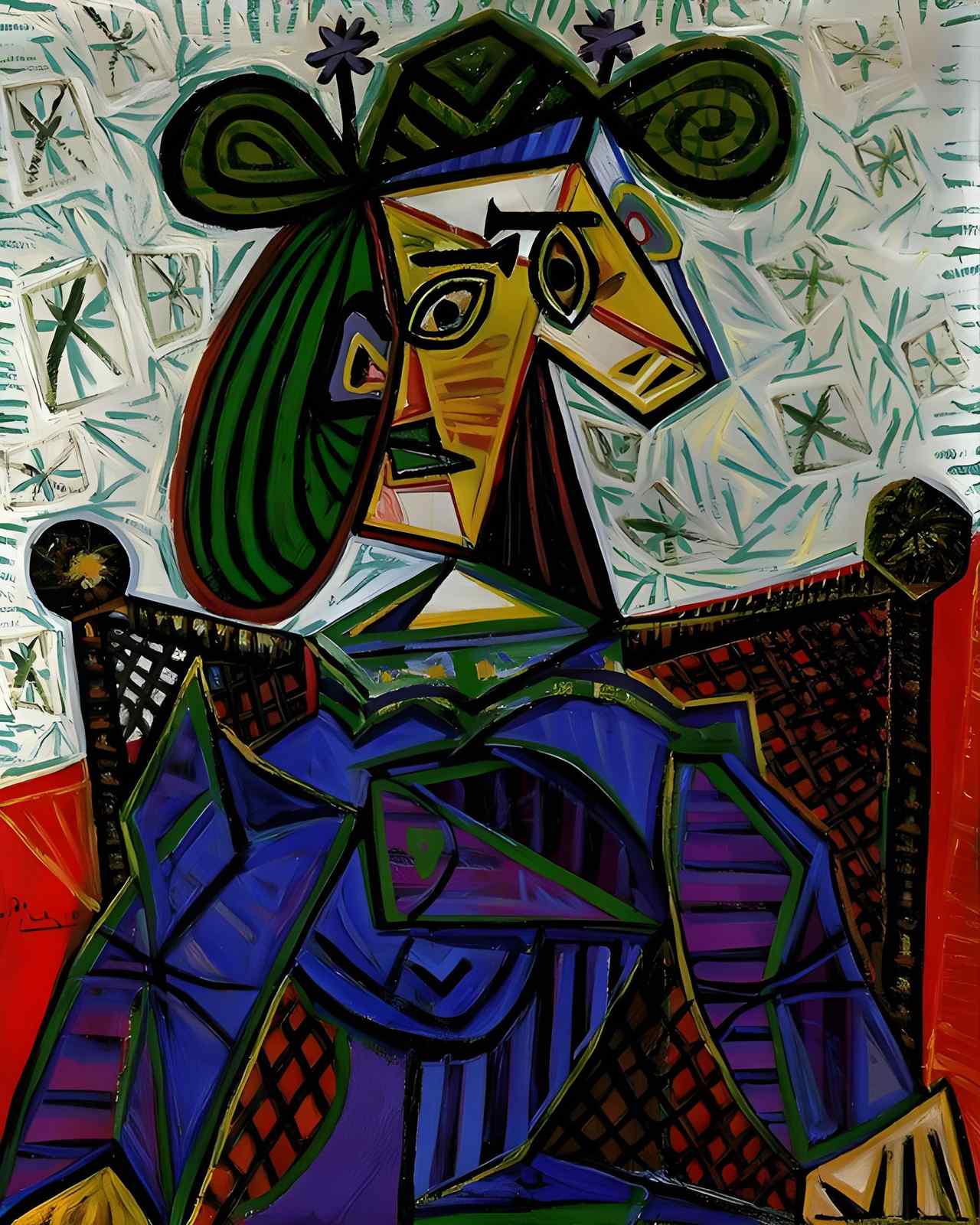 Abstract Portrait Woman Cubist Wall Art