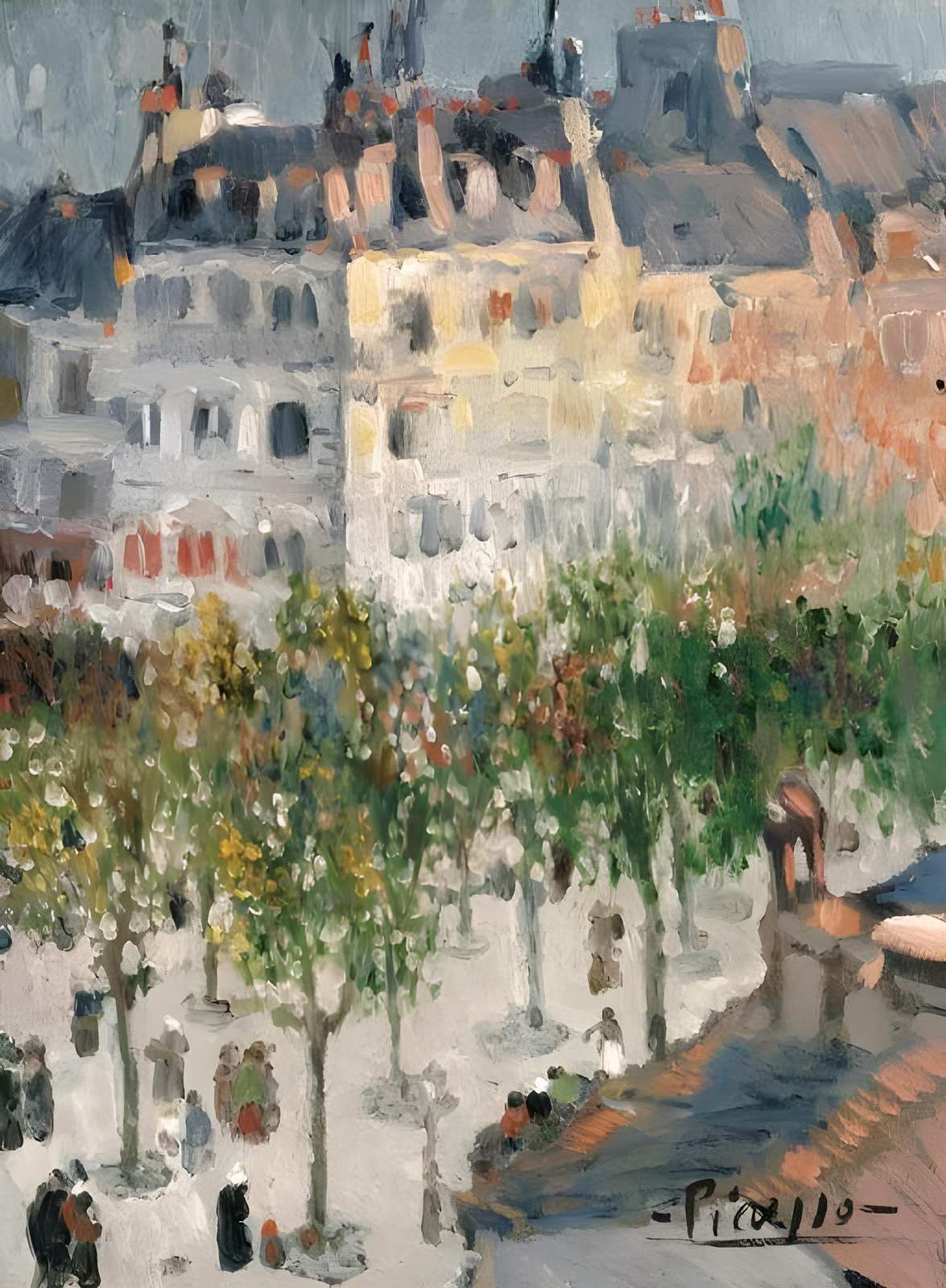Parisian Street Scene Oil Painting Wall Art