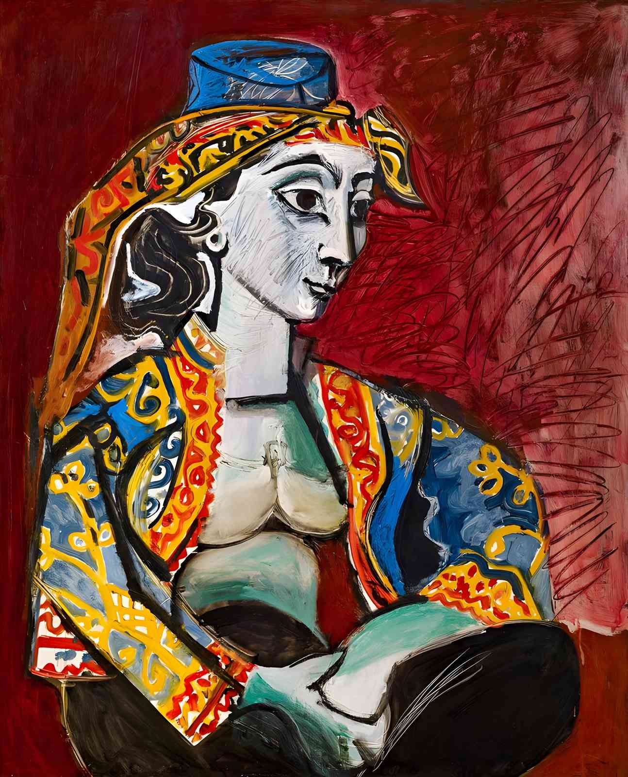 Vibrant Portrait Woman Wall Art - Picasso Inspired Art